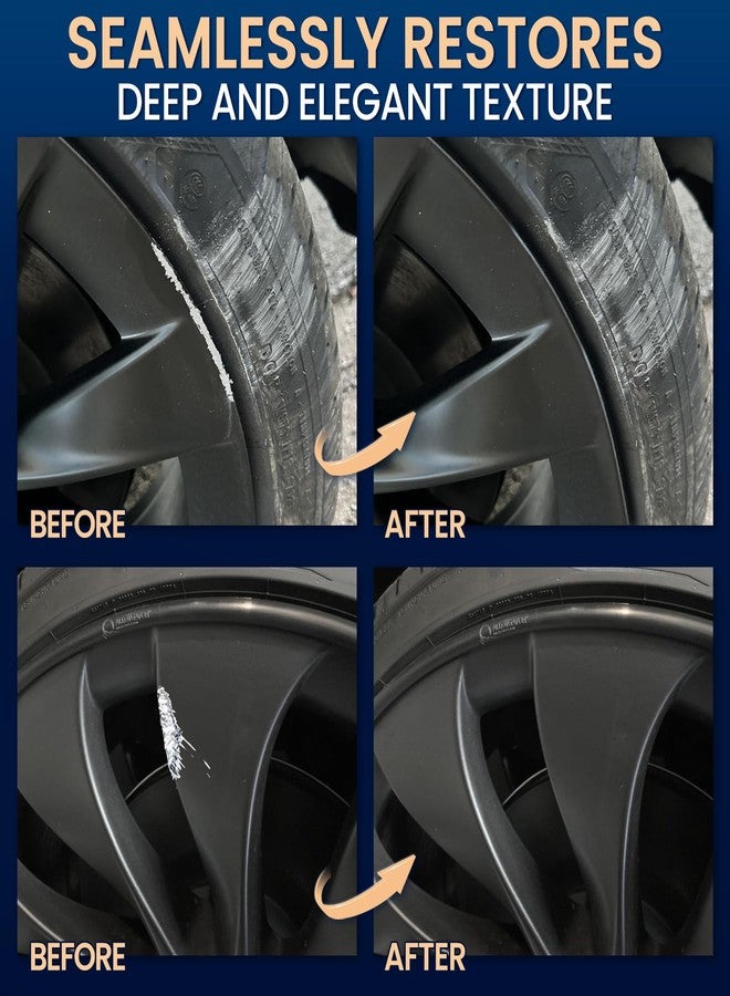 cocomfix طلاء أسود مطفي لإصلاح حواف العجلات، قلم طلاء أسود غير لامع لإصلاح خدوش حواف العجلات، طقم إصلاح خدوش عجلات السيارات المصنوعة من السبائك المعدنية والمينا، قلم طلاء أسود ساتان عالمي لإصلاح خدوش السيارات (1 أونصة سائلة) - Image 3